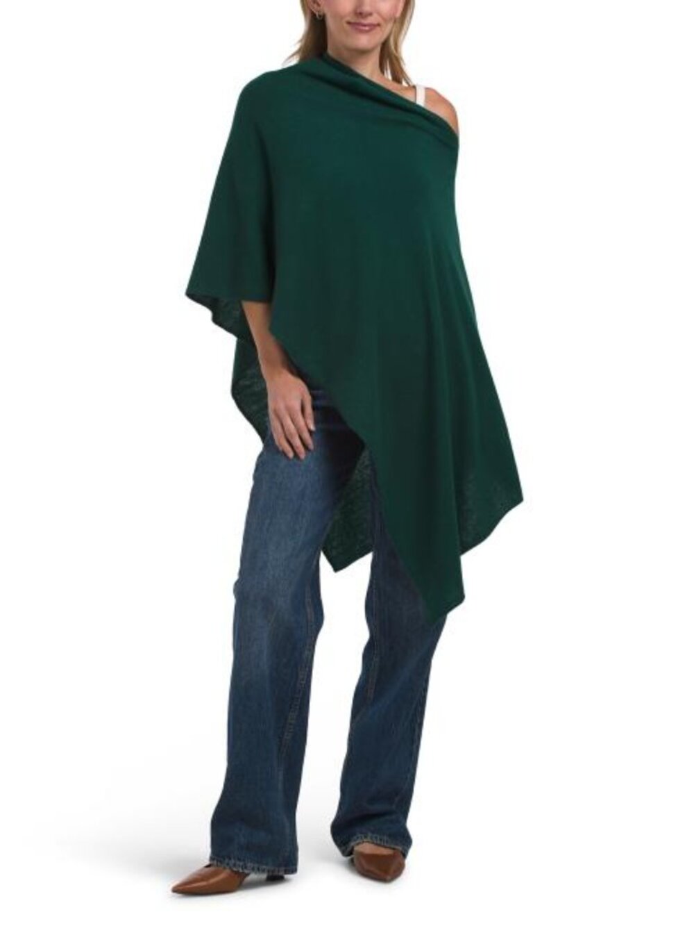 PORTOLANO Lambswool Blend Lightweight Cowl Neck Poncho